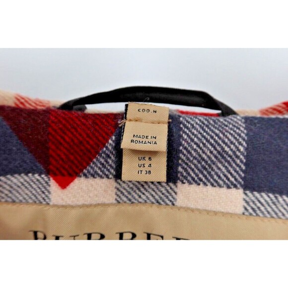 Burberry Women Size 4 (UK 6) Brown Baysbrooke Wool Check & Hearts Duffle Coat - Picture 16 of 16